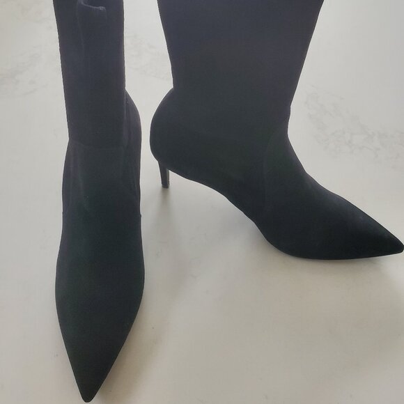 Stuart Weitzman Shoes - Stuart Weitzman Wren 75 Black Suede Stretch Boots/Booties  NWB sz. 10.5W